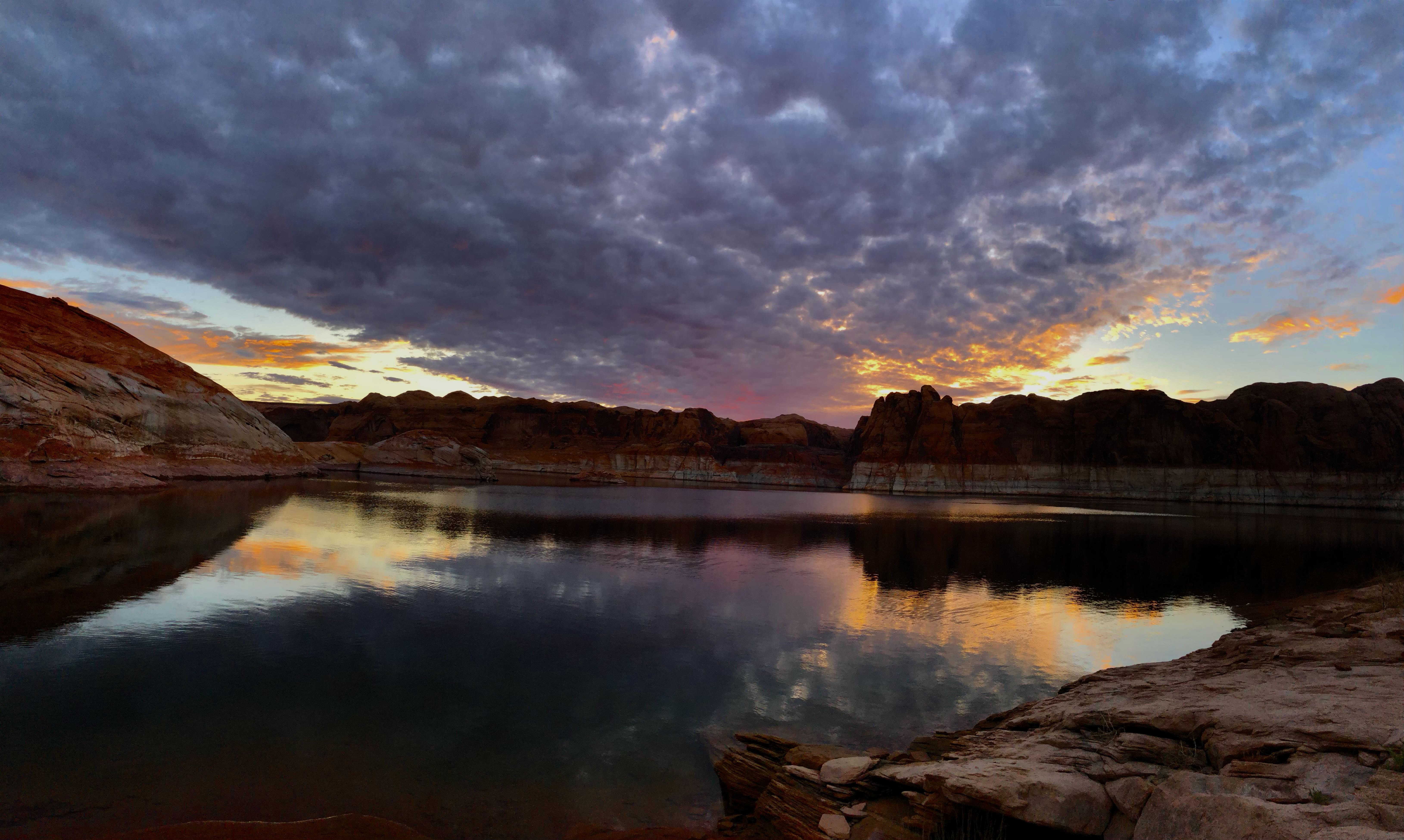Winding blue river view